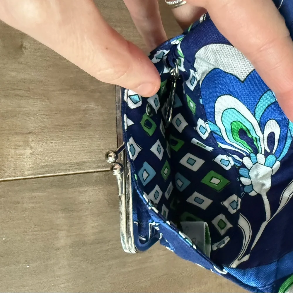 Vera Bradley Mediterranean Blue Small‎ Pocket Wallet Coin Purse ID Pouch RETIRED